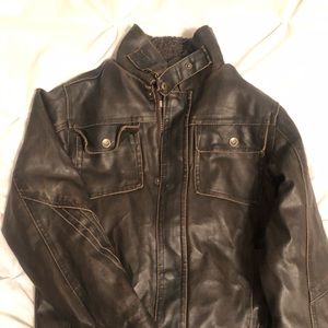 Boys Hawk and Co leather jacket